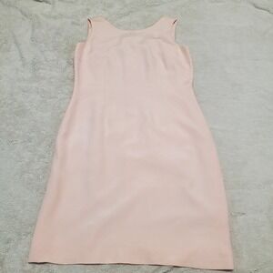 Danielle Martin Soft Pink Silk Sleeveless Shift Midi Dress 6 Classic Office Work